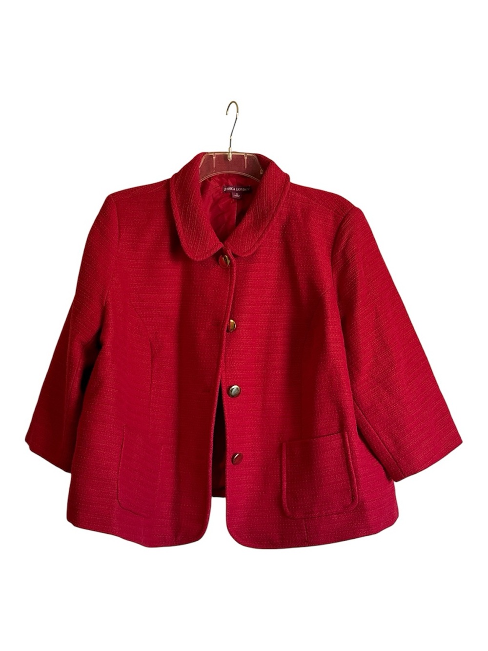 Jessica London Women’s Red with Gold Button-Front Jacket